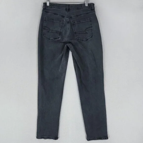 American Eagle Jeans Womens 6 Washed Black Mom Jean Stretch High Rise Denim - Picture 7 of 12